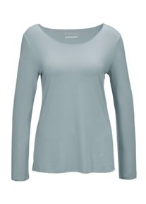 Longpullover GOLDNER "Kurzgr&ouml;&szlig;e Langarmshirt mit tonaler Zierkante", Damen, Gr. 24, gr&uuml;n (jade), Obermaterial: 90% Viskose CV. 10% Elasthan EL., Sonstiges, Pullover Longpullover, Ohne