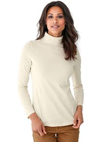 Rollkragenshirt Heine "Rollkragen-Shirt", Damen, Gr. 46, beige (ecru), 95% Baumwolle, 5% Elasthan, unifarben, Shirts Rollkragenshirt