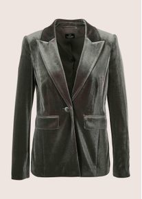 Madeleine Mode Jackenblazer MADELEINE "Samtblazer Eleganter Samtblazer mit breitem Revers", Damen, Gr. 38, grau (bleigrau), Obermaterial: 95% Polyester PES. 5% Elasthan EL., Modern, Blazer Jackenblazer, Samt