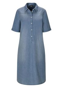 Sommerkleid GOLDNER "Baumwollkleid mit heller Waschung", Damen, Gr. 52, N-Gr, blau, Obermaterial: 100% Baumwolle CO., gerade, Kleider Sommerkleid, Nahttaschen an der Seite