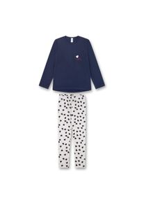 Schlafanzug Sanetta "Pyjama", M&auml;dchen, Gr. 164, blau (blau, beige), Obermaterial: 100% Baumwolle CO., Homewear-Sets Schlafanzug