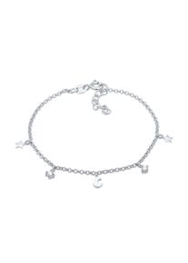 Armkette Elli "Armband Kinder Stern Mond Zirkonia 925 Silber" Gr. 140, silber, Armb&auml;nder, M&auml;dchen, Silber 925 (Sterlingsilber), Armkette