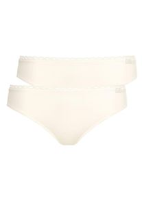 Slip LISCA "2er Pack Damen Slip Ines", Damen, Gr. 38, beige (cream), Spitze, Obermaterial: 95% Baumwolle CO. 5% Elasthan EL., Unterhosen Slip