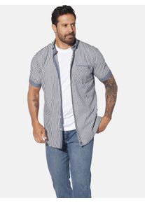 Kurzarmhemd Jan Vanderstorm "Kurzarmhemd ODHELD", Damen, Gr. XXXL, weit, blau (dunkelblau gestreift), Obermaterial: 100% Baumwolle CO., comfort fit, Hemden Kurzarmhemd