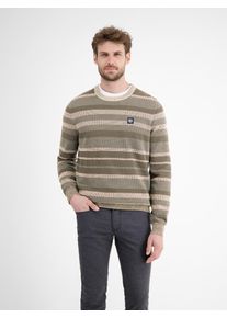Strickpullover Lerros, Herren, Gr. L, tender beige melange, Strick, Obermaterial: 100% Baumwolle, gestreift, normal h&uuml;ftbedeckend, Rundhals, B&uuml;ndchen, Pullover Strickpullover, in Streifen-Optik