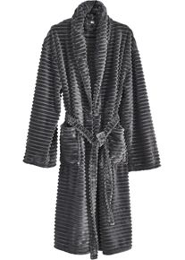 Bademantel done. Gr. L, anthrazit, L:125cm, Flanell, Hausm&auml;ntel, Bademantel