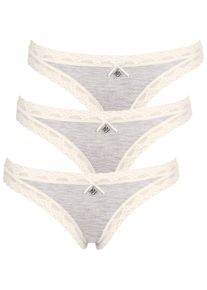 like it! String LIKE IT "3er Pack Damen String Kim", Damen, Gr. S, bunt (ivory grau), Stoff, Obermaterial: 95% Modal CMD. 5% Elasthan EL., Unterhosen String