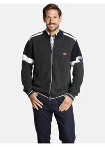 Strickjacke Jan Vanderstorm "Strickjacke ANVE", Herren, Gr. XL, grau (dunkelgrau), Obermaterial: 50% Baumwolle CO. 50% Polyacryl PAN., mehrfarbig, normal, Strickjacken Strickjacke