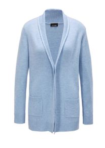 Strickjacke GOLDNER "Langarm Cardigan aus Merino", Herren, Gr. 38, blau (hellblau, melange), Obermaterial: 100% Schurwolle WV., figurumspielend, Rippe, Strickjacken Strickjacke, Schalkragen