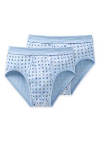 Slip Schiesser "Essentials", Herren, Gr. 8, blau (802, blau), Feinripp, Obermaterial: 100% Baumwolle, k&ouml;rpernah, Unterhosen Slip, mit Eingriff, Feinripp-Qualit&auml;t, Softbund, kariert, Baumwolle