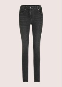 Madeleine Mode Regular-fit-Jeans MADELEINE "Jeans Glanzvolle Slim Fit Five-Pocket-Jeans", Damen, Gr. 46, N-Gr, schwarz (schwarz denim), Obermaterial: 93% Baumwolle CO. 5% Polyester PES. 2% Elasthan EL., Jeans Regular-fit-Jeans