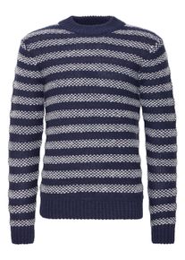 Strickfleece-Pullover Casual Friday "Strickpullover CFKARL striped knit", Herren, Gr. 3XL, blau (schwarz navy), Obermaterial: 80% Polyacryl PAN. 20% Wolle WO., Pullover Strickfleece-Pullover