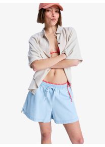 Shorts Roxy "LEKEITIO BREAK MID DENIM", Damen, Gr. XS (34), N-Gr, light blau, Denim/Jeans, Obermaterial: 100% Baumwolle, unifarben, washed, Basic ca. Mitte Oberschenkel, Hosen Shorts, sportlich, bequemer Sitz