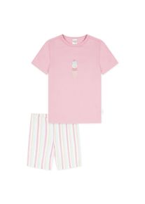 Schlafanzug Schiesser "Pyjama", M&auml;dchen, Gr. 128, pink (rosa, wei&szlig;), Obermaterial: 100% Baumwolle CO., Homewear-Sets Schlafanzug