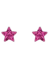 Paar Ohrstecker Amor "Stern", bunt (silberfarben, pink, pink), Ohrringe, M&auml;dchen, Silber 925 (Sterlingsilber), Paar Ohrstecker, mit Kristallglas