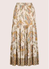 Madeleine Mode Midirock MADELEINE "Druckrock Bedruckter Rock zum Schl&uuml;pfen", Damen, Gr. 48, wei&szlig; (wollwei&szlig;, nussbraun, multicolor), Obermaterial: 100% Viskose CV., Modern, normal, R&ouml;cke Midirock