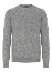 Strickfleece-Pullover INDICODE "Strickpullover IDBratram", Herren, Gr. XXL, grau (grau mix), Obermaterial: 58% Polyacryl PAN. 32% Polyester PES. 7% Wolle mw. 3% Elasthan EL., Pullover Strickfleece-Pullover