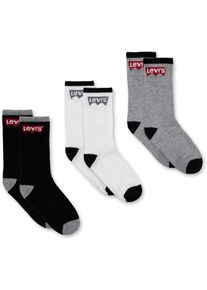 Socken LEVI'S KIDS "BATWING REGULAR CUT 3PK", M&auml;dchen, Gr. 6/7 (27/35), schwarz (schwarz, wei&szlig;, grau), Polyester, Socken Socken, for BOYS