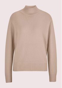 Madeleine Mode Longpullover MADELEINE "Strickpullover Stilvoller Kaschmirpullover mit Stehkragen", Damen, Gr. 34, beige, Obermaterial: 90% Schurwolle WV. 10% Kaschmir WS., Modern, Pullover Longpullover, Mit edlem Kaschmir