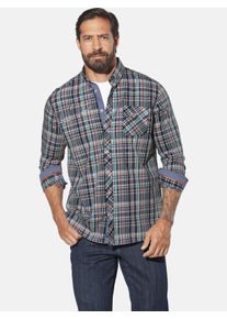 Langarmhemd Jan Vanderstorm "Hemd JORHOLM", Damen, Gr. 4XL, weit, blau (petrol kariert), Obermaterial: 100% Baumwolle CO., Hemden Langarmhemd