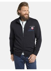 Strickjacke Jan Vanderstorm "Strickjacke OLAV", Herren, Gr. XL, blau (dunkelblau), Obermaterial: 50% Baumwolle CO. 50% Polyacryl PAN., unifarben, normal, Strickjacken Strickjacke