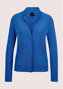 Madeleine Mode Strickjacke MADELEINE "Strickblazer Sportiver Blazer mit Stehkragen", Damen, Gr. 40, blau (royalblau), Obermaterial: 67% Viskose CV. 33% Polyamid PA., Modern, normal, Strickjacken Strickjacke, modische Schlitze am Armabschlu&szlig;