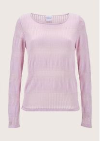 Madeleine Mode Longpullover MADELEINE "Pullover Rundhals-Pullover im Muster-Mix", Damen, Gr. 48, rosa (perlrosa), Obermaterial: 50% Baumwolle CO. 50% Viskose CV., Modern, normal, Pullover Longpullover