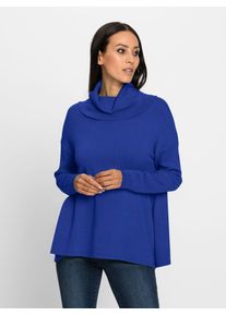 Rollkragenpullover Heine "Pullover", Damen, Gr. 40, blau (royalblau), 80% Viskose, 20% Polyamid, unifarben, Pullover Rollkragenpullover