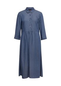 Midikleid GOLDNER "Kurzgr&ouml;&szlig;e Kleid mit Hemdblusenkragen", Damen, Gr. 24, K-Gr, grau (taubenblau), Obermaterial: 100% Lyocell CLY., normal, Sonstiges, Kleider Midikleid, Ohne