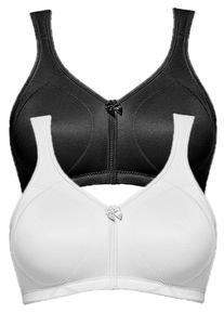 Entlastungs-BH SuSa "2er Pack Entlastungs BH Topsy Plus", Damen, Gr. 100, Cup B, bunt (schwarz wei&szlig;), Stoff, Obermaterial: 78% Polyamid PA. 22% Elasthan EL., BHs Entlastungs-BH