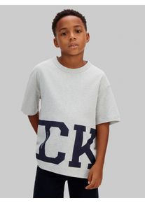 T-Shirt Calvin Klein Jeans, M&auml;dchen, Gr. 8 (128), 1, ltegrauht, Single Jersey, Obermaterial: 100% Baumwolle, unifarben, regular fit normal, Rundhals, eingesetzt abgesteppte Kante, Shirts T-Shirt, Regular fit mit Rundhalsausschnitt f&uuml;r Kinder