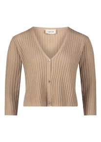 Strickjacke Cartoon "Shirtjacke mit 3/4 Arm", Damen, Gr. 36, grau (elm), Obermaterial: 85% Viskose CV. 15% Polyester PES., Strickjacken Strickjacke