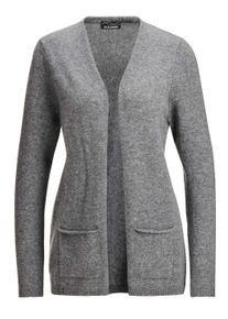 Strickjacke GOLDNER "Kurzgr&ouml;&szlig;e Cardigan in langer offener Form", Damen, Gr. 25, grau, Obermaterial: 100% Kaschmir WS., figurumspielend, Rippe, Pullover Strickjacke, Aufwendig in Form gestrickt
