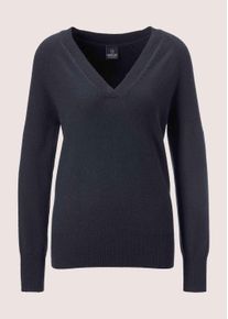 Madeleine Mode Longpullover MADELEINE "Pullover Kaschmirpullover mit V-Ausschnitt", Damen, Gr. 34, blau (marine), Obermaterial: 100% Kaschmir WS., Modern, V-Ausschnitt, Pullover Longpullover, Edles Maschenbild