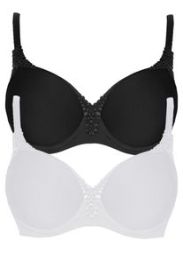 T-Shirt-BH Viania "2er Pack Spacer B&uuml;gel BH Carola", Damen, Gr. 90, Cup D, bunt (schwarz wei&szlig;), Stoff, Obermaterial: 62% Polyamid PA. 27% Polyester PES. 11% Elasthan EL., BHs T-Shirt-BH