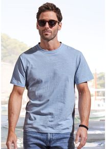 T-Shirt John Devin "mit Slub-Garn Struktur", Damen, Gr. M (48/50), blau (hellblau), Slub, Obermaterial: 100% Baumwolle, meliert, bequem normal, Rundhals, abgesteppte Kante, Shirts T-Shirt, aus leichter, strukturierter Baumwollqualit&auml;t