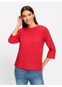 Schlupfbluse Heine, Damen, Gr. 36, rot, 100% Baumwolle, unifarben, Rundhals, Blusen Schlupfbluse