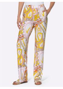 Jerseyhose Heine, Damen, Gr. 46, Normalgr&ouml;&szlig;en, rosa (hellros&eacute;, ecru, bedruckt), 95% Polyester, 5% Elasthan, bedruckt, gemustert, mehrfarbig, lang, Hosen Jerseyhose