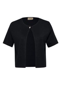 Strickjacke Cartoon "Shirtjacke kurzarm", Damen, Gr. 36, schwarz (schwarz, schwarz), Obermaterial: 76% Baumwolle CO. 24% Polyester PES., Strickjacken Strickjacke