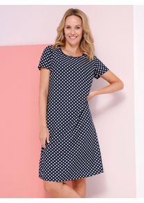 Druckkleid Classic Basics "Kleid", Damen, Gr. 38, Normalgr&ouml;&szlig;en, blau (marine, wei&szlig;, getupft), 100% Polyester, gemustert, gepunktet, mehrfarbig, kurz, Rundhals, Kleider Druckkleid
