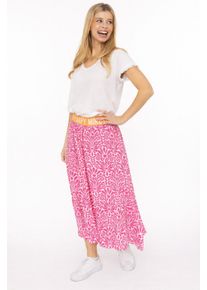 Maxirock Zwillingsherz "Geometric Flowers", Damen, Gr. S/M, pink, Web, Obermaterial: 100% Viskose, R&ouml;cke Maxirock, Florales Muster, Gummizug mit Schrift, leichtes Material, kn&ouml;chellang