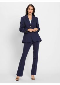 Hosenanzug Heine, Damen, Gr. 46, Normalgr&ouml;&szlig;en, blau (marine), 67% Viskose, 27% Polyamid, 6% Elasthan, Anz&uuml;ge Hosenanzug