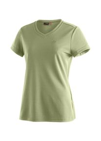 T-Shirt Maier Sports "Trudy", Damen, Gr. 44, apfelgr&uuml;n, 100% Polyester, Rundhals, Shirts T-Shirt, Damen Kurzarmshirt, leichtes Sommer Funktionsshirt, V-Ausschnitt