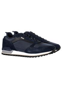 Sneaker BOSS "Sneaker Parkour-L Runn sdnyt", Herren, Gr. 42, blau (dunkelblau), Obermaterial: 100% Polyester PES. Futter: 100% Polyester PES. 70% EVA EVA. 20% Gummi rubber. 10% sonstige Fasern AF., Schuhe Sneaker