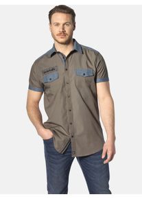 Kurzarmhemd Jan Vanderstorm "Kurzarmhemd HERKKO", Herren, Gr. XL, weit, beige, Obermaterial: 100% Baumwolle CO., comfort fit, Hemden Kurzarmhemd