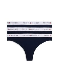 String, Damen, Gr. XS (34), 3 Stk., schwarz night navy, Jersey, Obermaterial: 95% Baumwolle, 5% Elasthan, Tommy Hilfiger Underwear, k&ouml;rpernah, Unterhosen String, mit Logoschriftzug, Topseller