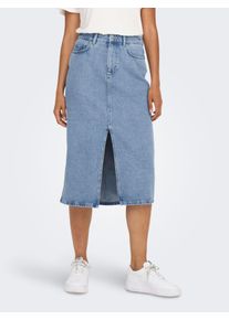 Jeansrock Only "ONLBIANCA MIDI SKIRT DNM REA NOOS", Damen, Gr. M (38), blau (light blau denim), Denim/Jeans, Obermaterial: 100% Baumwolle, unifarben, wadenlang, R&ouml;cke Jeansrock