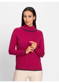 Rollkragenpullover Heine "Rollkragen-Pullover", Damen, Gr. 44, grau (pink, anthrazit), 70% Viskose, 30% Polyamid, unifarben, Pullover Rollkragenpullover
