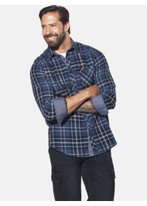 Langarmhemd Jan Vanderstorm "Hemd NORSEN", Herren, Gr. XXL, weit, blau (dunkelblau kariert), Obermaterial: 100% Baumwolle CO., Hemden Langarmhemd
