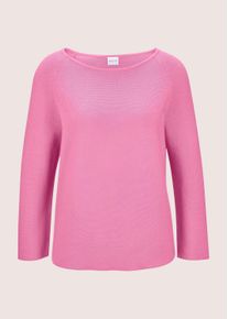 Madeleine Mode Longpullover MADELEINE "Pullover Pullover in modischer Kurzform", Damen, Gr. 44/46, pink (himbeersorbet), Obermaterial: 100% Baumwolle CO., Modern, normal, Pullover Longpullover